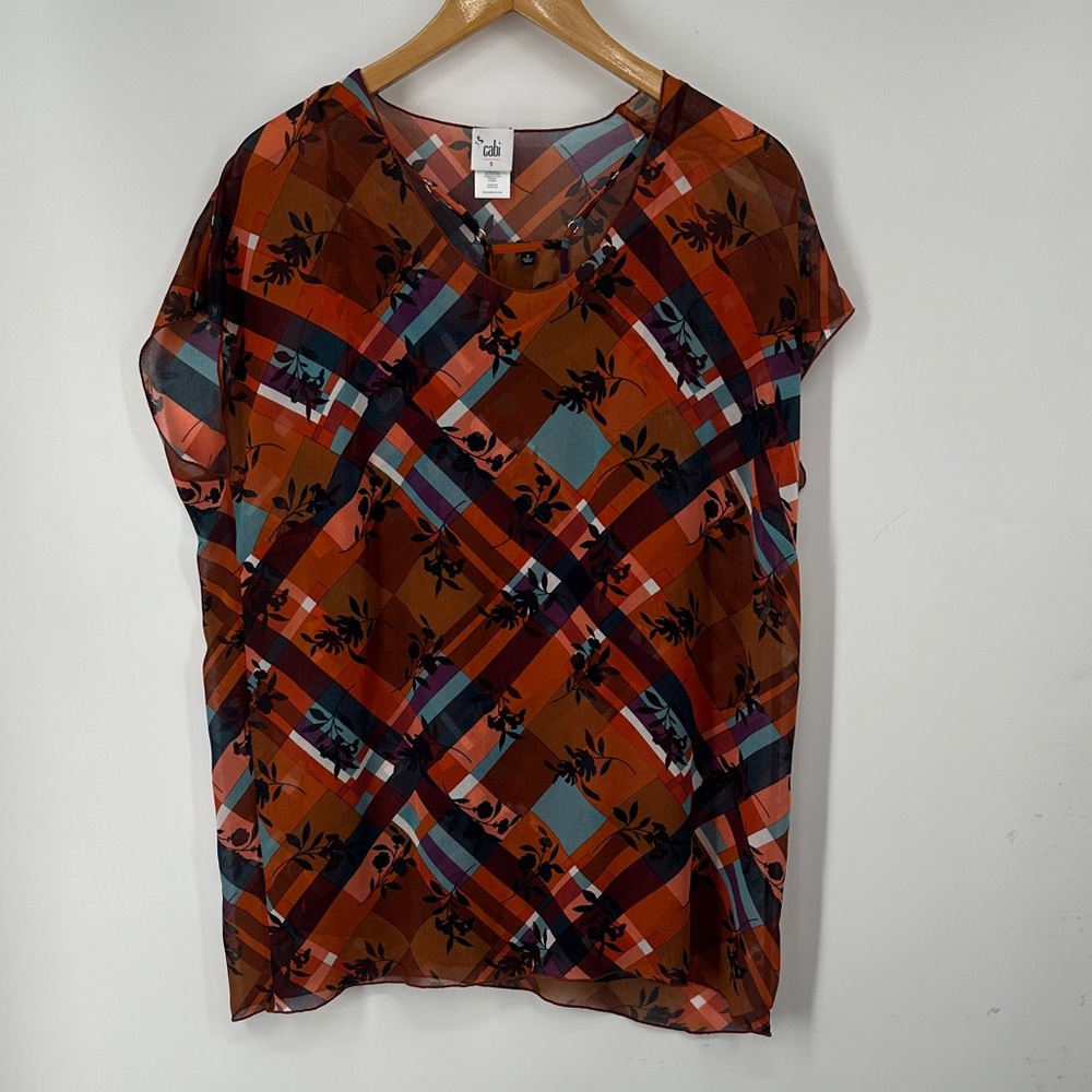 CAbi Multicolor Plaid Blouse